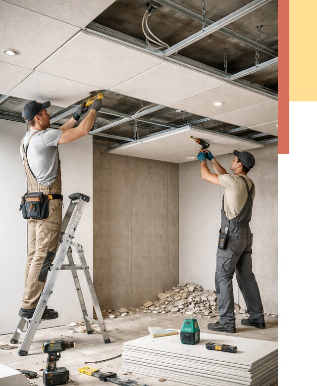 Монтаж акустического потолка в Тутаеве от 6815 руб/м2 — быстро и недорого | ОТДЕЛОЧНИК-Ттв