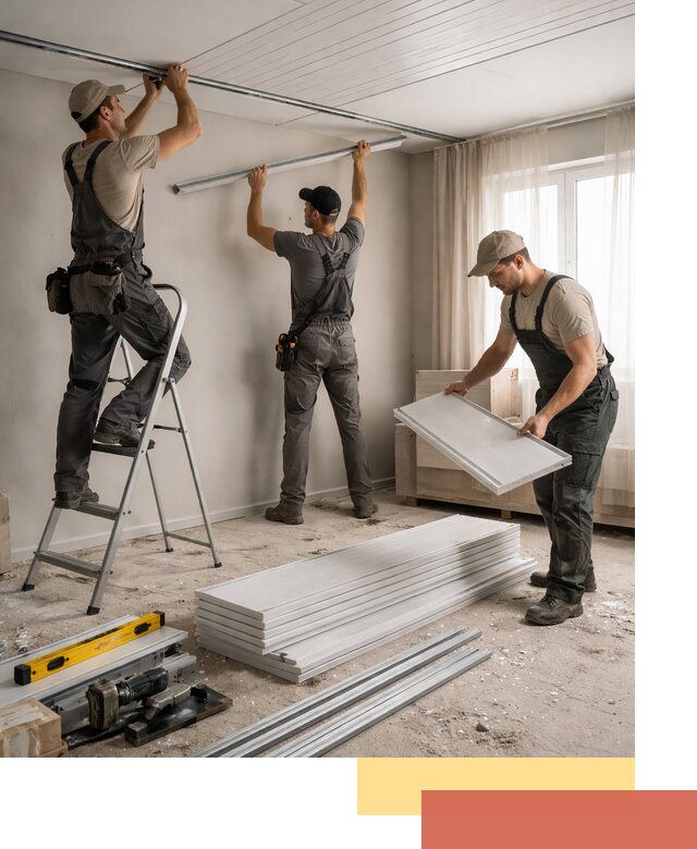 Монтаж потолка из ПВХ панелей в Тутаеве оперативно и качественно