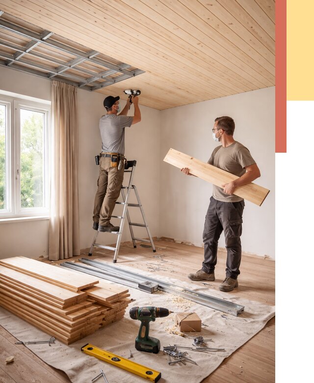 Монтаж потолка из вагонки в Тутаеве от 6815 руб. | Быстро и недорого — ОТДЕЛОЧНИК-Ттв