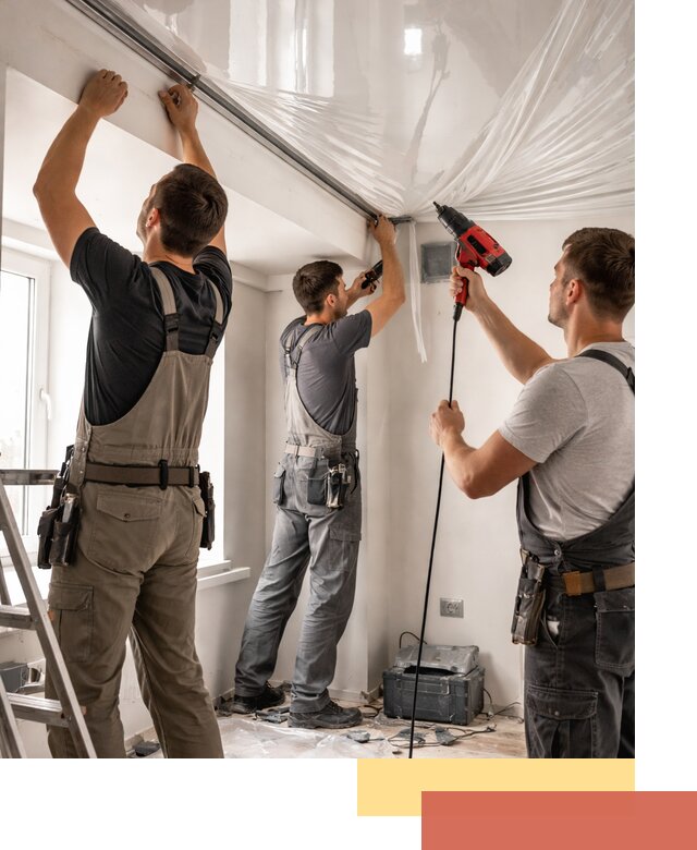 Монтаж глянцевого натяжного потолка в Тутаеве быстро и качественно