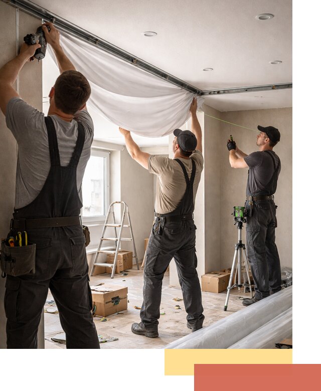 Монтаж парящего натяжного потолка под ключ в Тутаеве