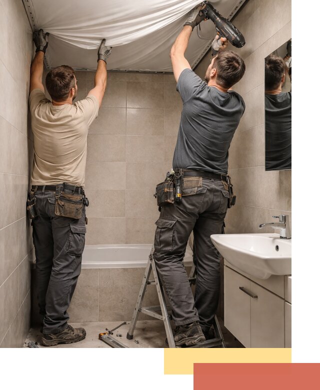 Монтаж натяжного потолка в ванной в Тутаеве быстро и качественно