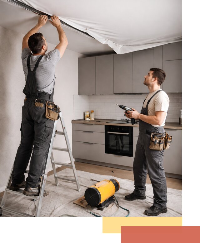 Монтаж натяжного потолка на кухне в Тутаеве