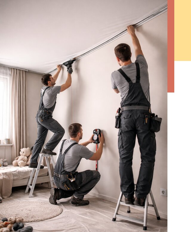 Монтаж натяжного потолка в детской в Тутаеве от 3669 руб. — быстро и недорого | ОТДЕЛОЧНИК-Ттв