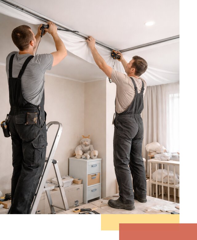 Монтаж натяжного потолка в детской комнате в Тутаеве