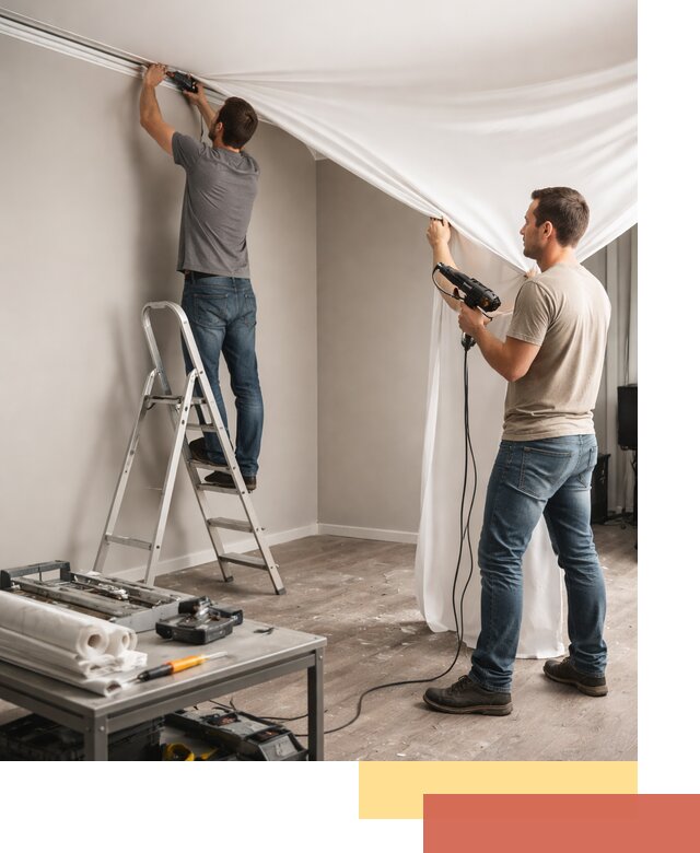 Монтаж натяжного потолка в студии в Тутаеве