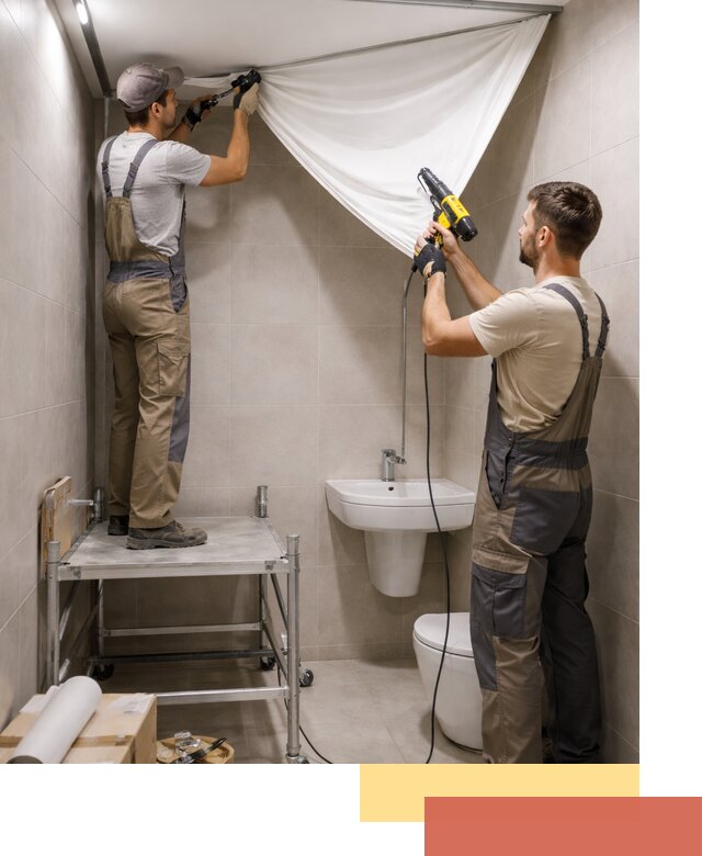 Монтаж натяжного потолка в санузле в Тутаеве