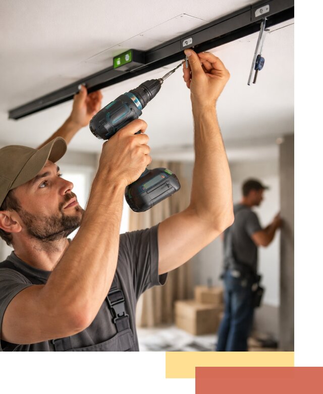 Установка трековых светильников в натяжной потолок в Тутаеве