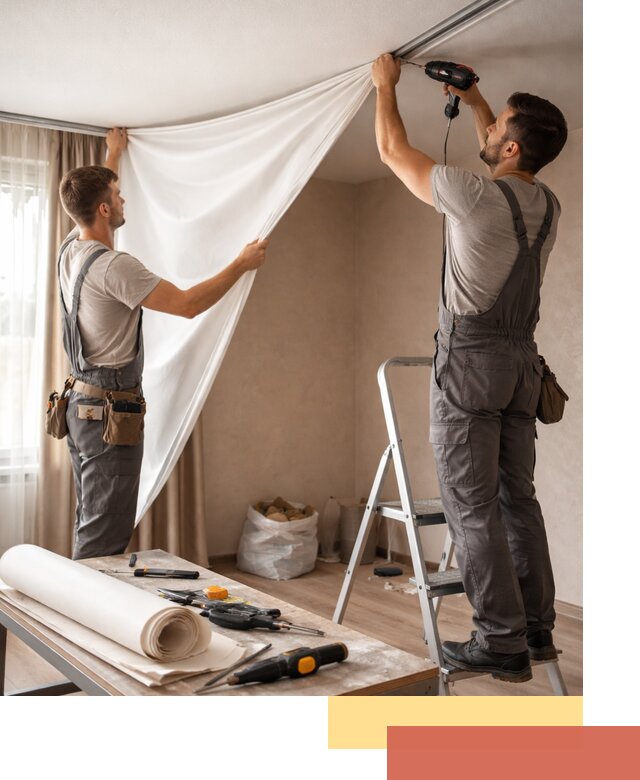 Замена полотна натяжного потолка в Тутаеве быстро и качественно