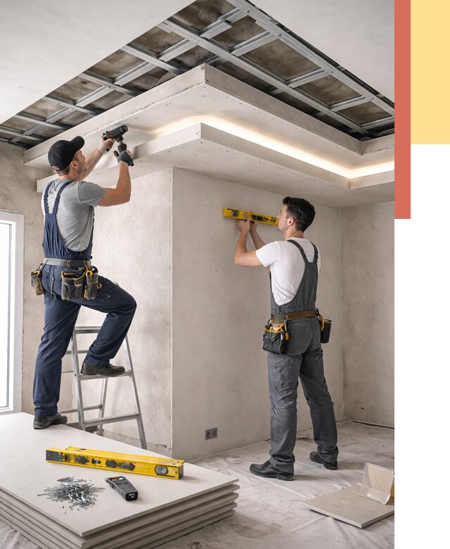 Двухуровневый потолок из гипсокартона в Тутаеве от 1520 руб. под ключ | ОТДЕЛОЧНИК-Ттв