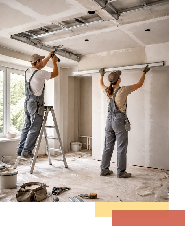 Монтаж многоуровневого потолка из гипсокартона в Тутаеве