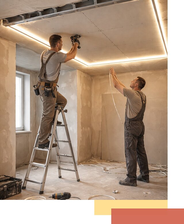 Потолок из гипсокартона с подсветкой в Тутаеве