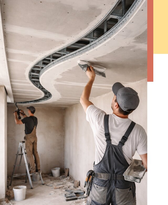 Криволинейный потолок из гипсокартона в Тутаеве от 2202 руб./м2 | ОТДЕЛОЧНИК-Ттв