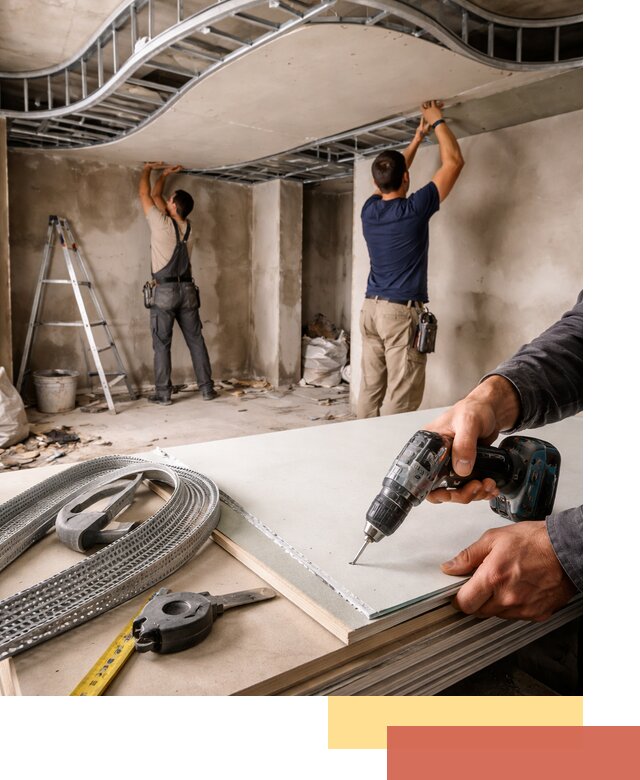 Криволинейный потолок из гипсокартона в Тутаеве — монтаж и отделка