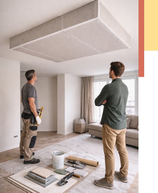 Короб на потолке из гипсокартона в Тутаеве от 2306 руб. — монтаж и услуги под ключ | ОТДЕЛОЧНИК-Ттв