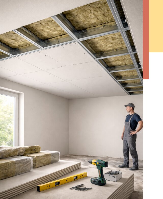 Звукоизоляция потолка ГКЛ в Тутаеве от 996 руб. — монтаж под ключ | ОТДЕЛОЧНИК-Ттв