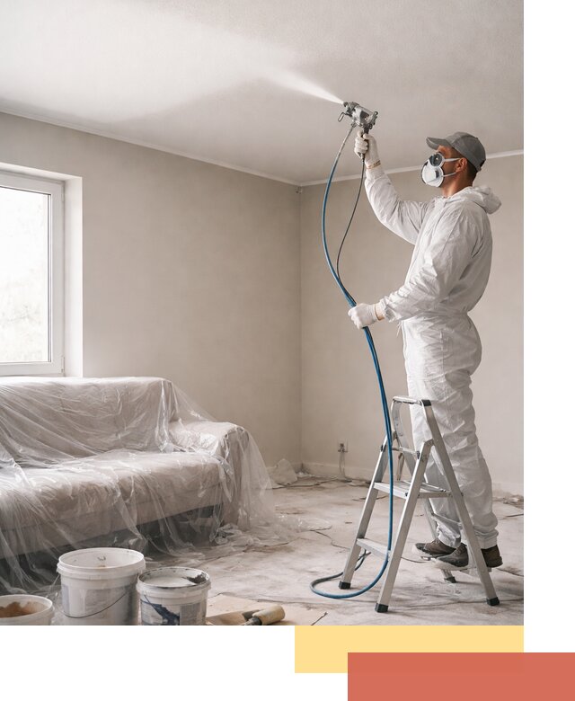 Покраска потолка краскопультом в Тутаеве быстро и качественно